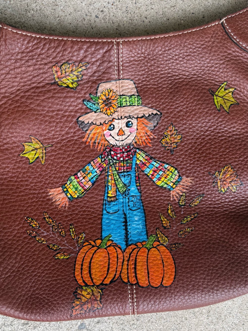 Dooney & Burke - Hand Painted - Scarecrow - Fall - Crossbody Bag - One of a kind - Picture 2 of 9